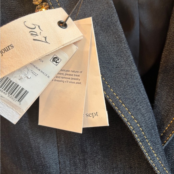 Cinq A Sept NWT $595 Khloe Crystal Chrysanthemum Blazer 2 Indigo - Picture 5 of 9